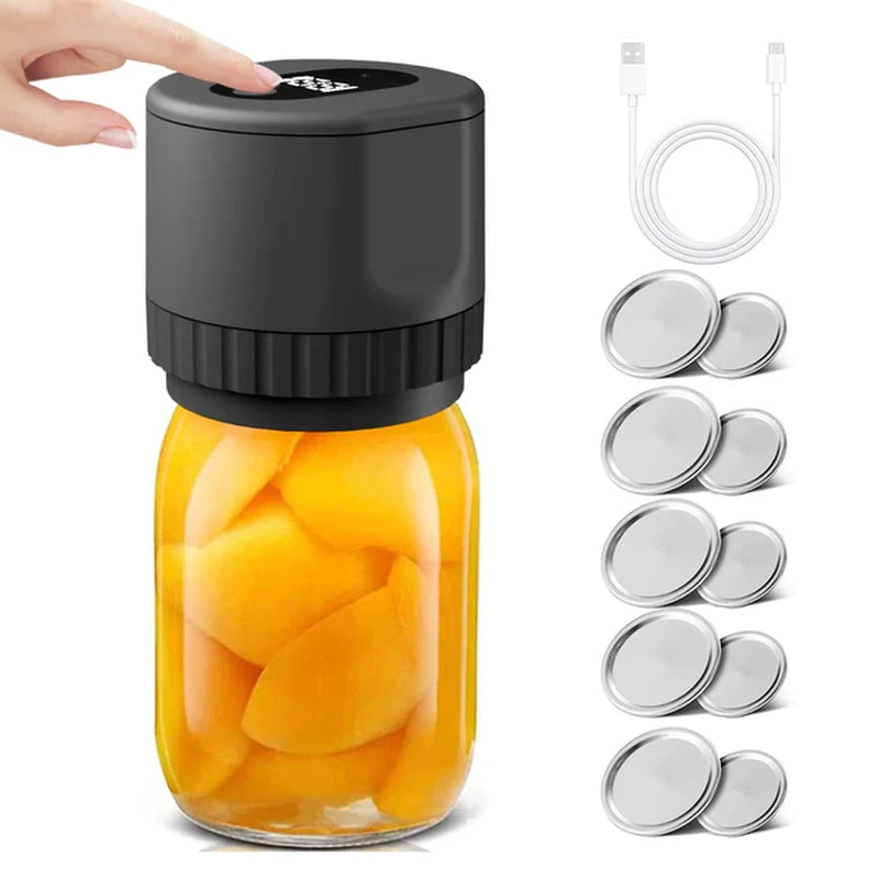 Electric Mason Jar Vacuum Sealer Kit Cordless Automatic Jar Sealer Kit for Food Storage and Fermentation with Mason Jar Lids