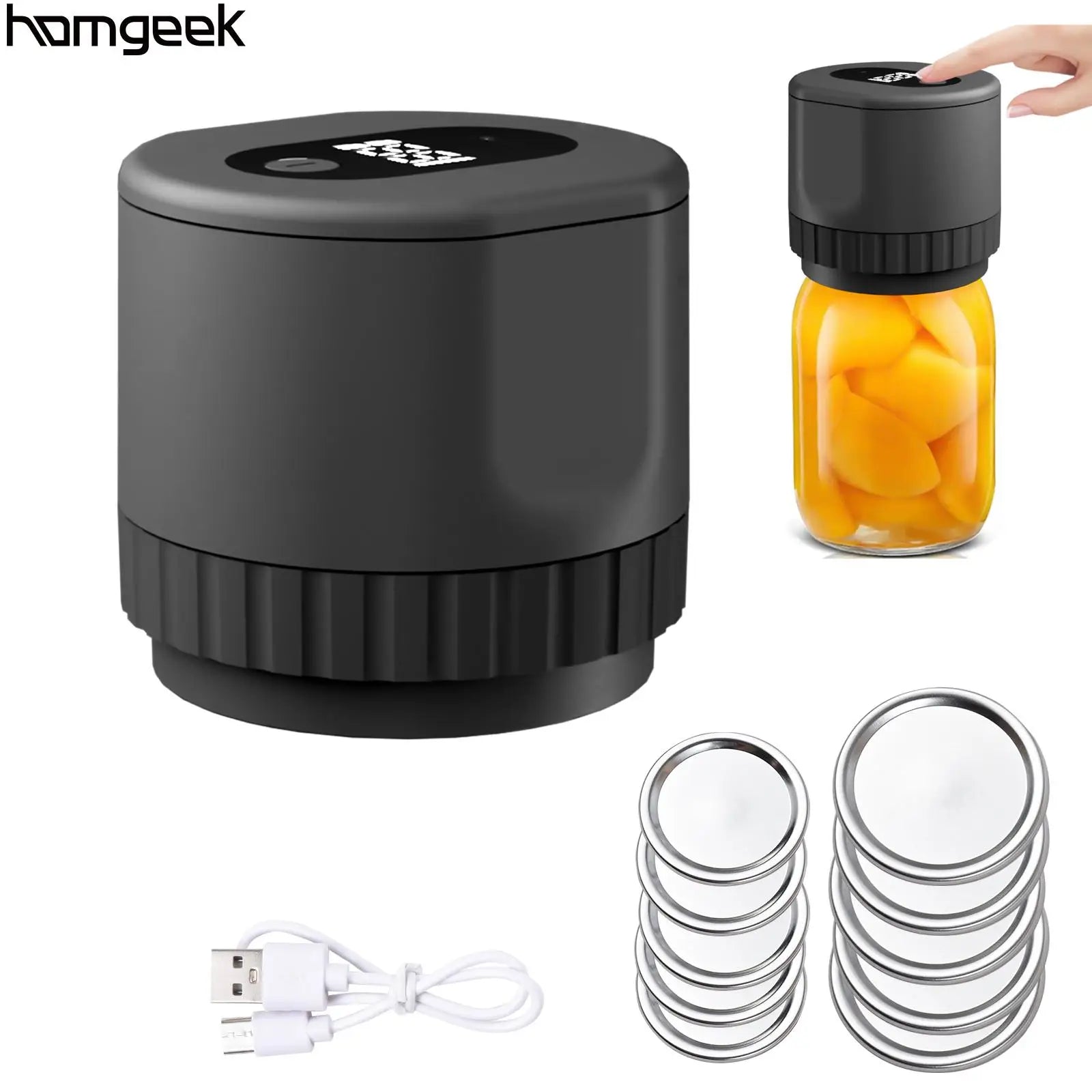 Electric Mason Jar Vacuum Sealer Kit Cordless Automatic Jar Sealer Kit for Food Storage and Fermentation with Mason Jar Lids